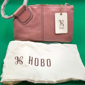 HOBO Sable Rose Pink Leather Hobo Wristlet Bag, New